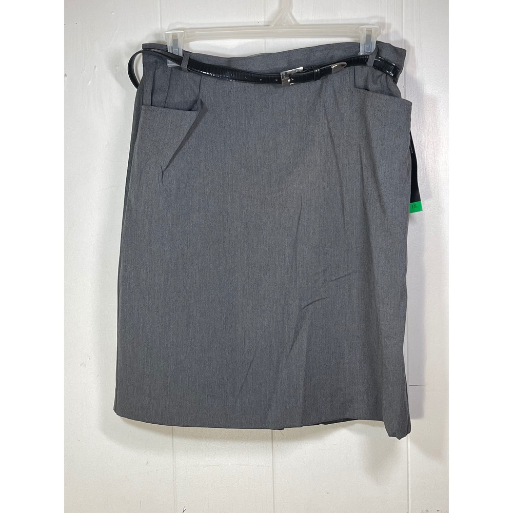 Sag Harbor Grey Pencil Skirt with Belt Size 18 Business Professional New plus